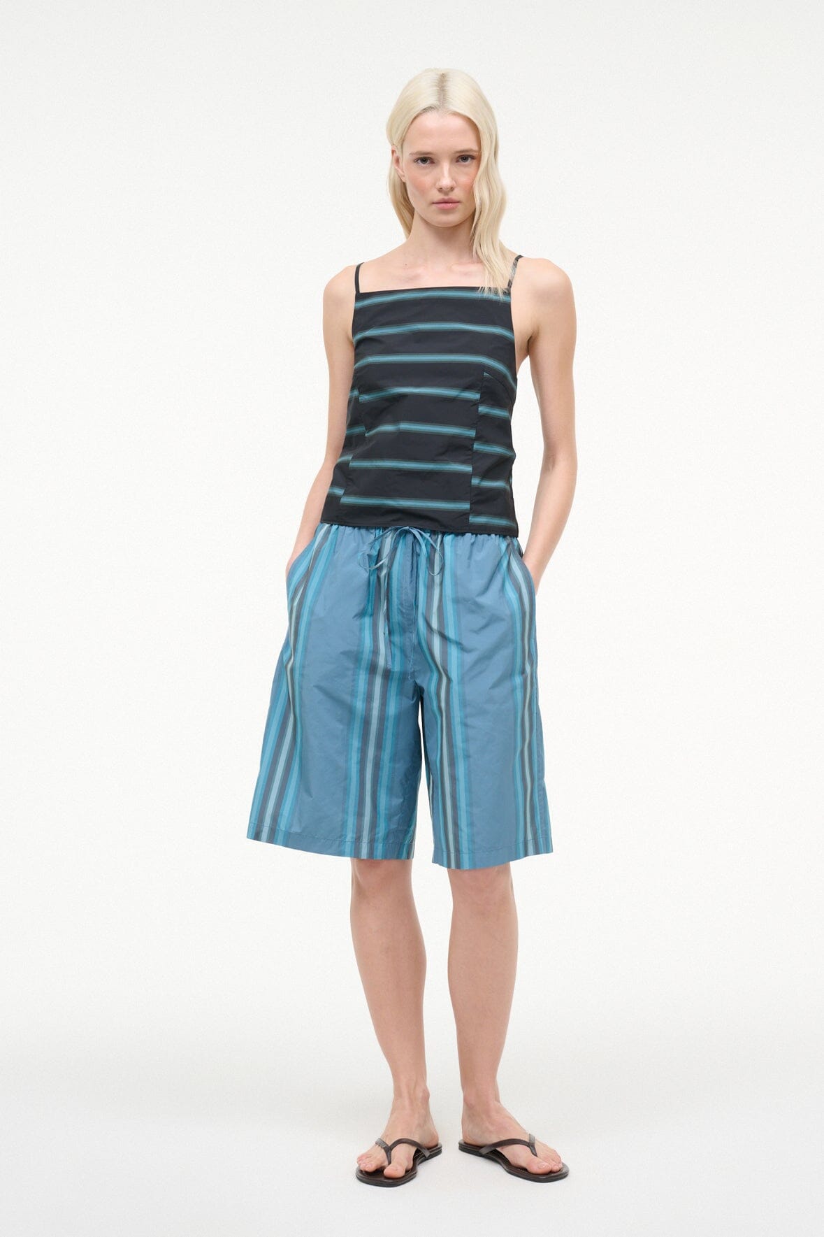 STAUD Sale Mateo Bermuda Short Marina Stripe