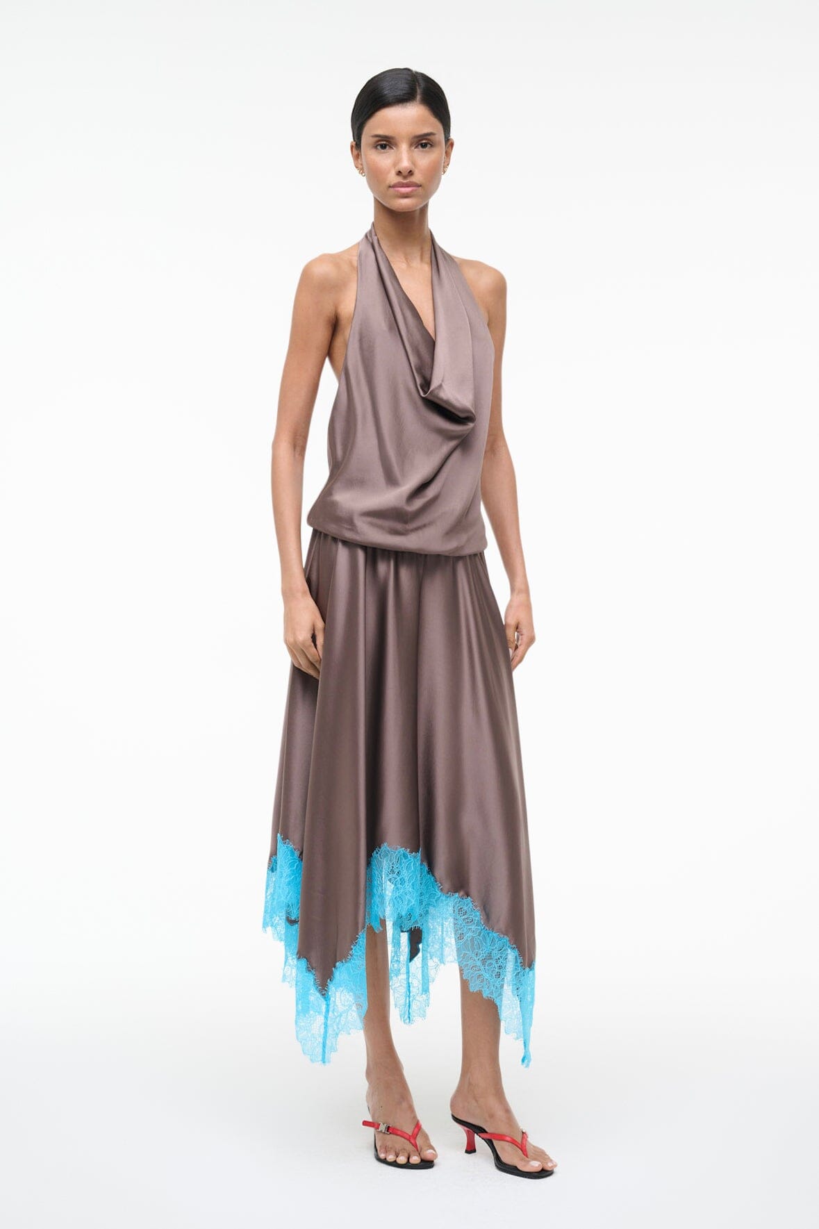 STAUD Sale Elira Silk Dress Mink Pool