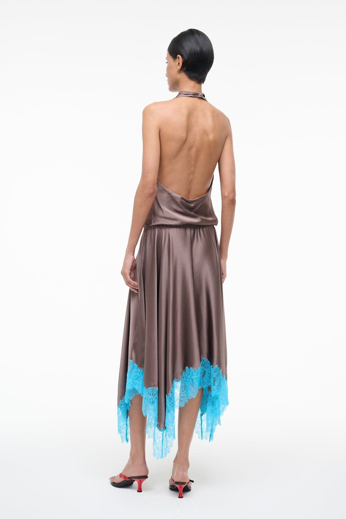 STAUD Sale Elira Silk Dress Mink Pool