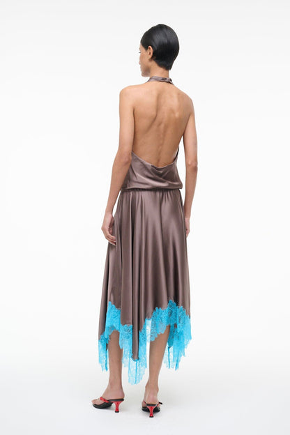 STAUD Sale Elira Silk Dress Mink Pool