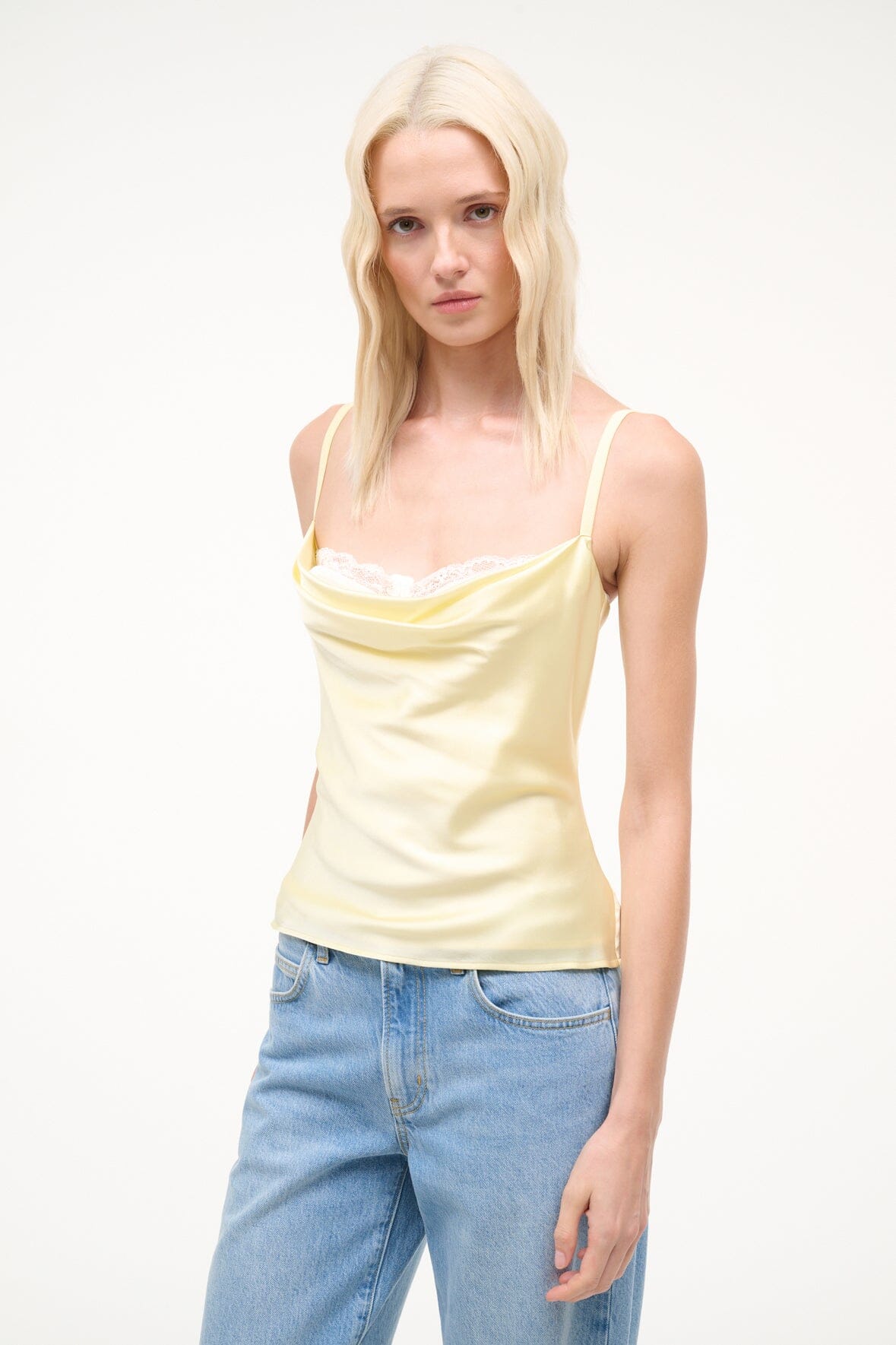 STAUD Sale Evangeline Silk Top Key Lime
