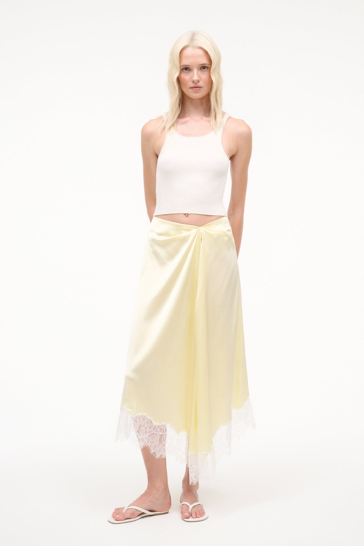 STAUD Sale Sonoma Silk Skirt Key Lime