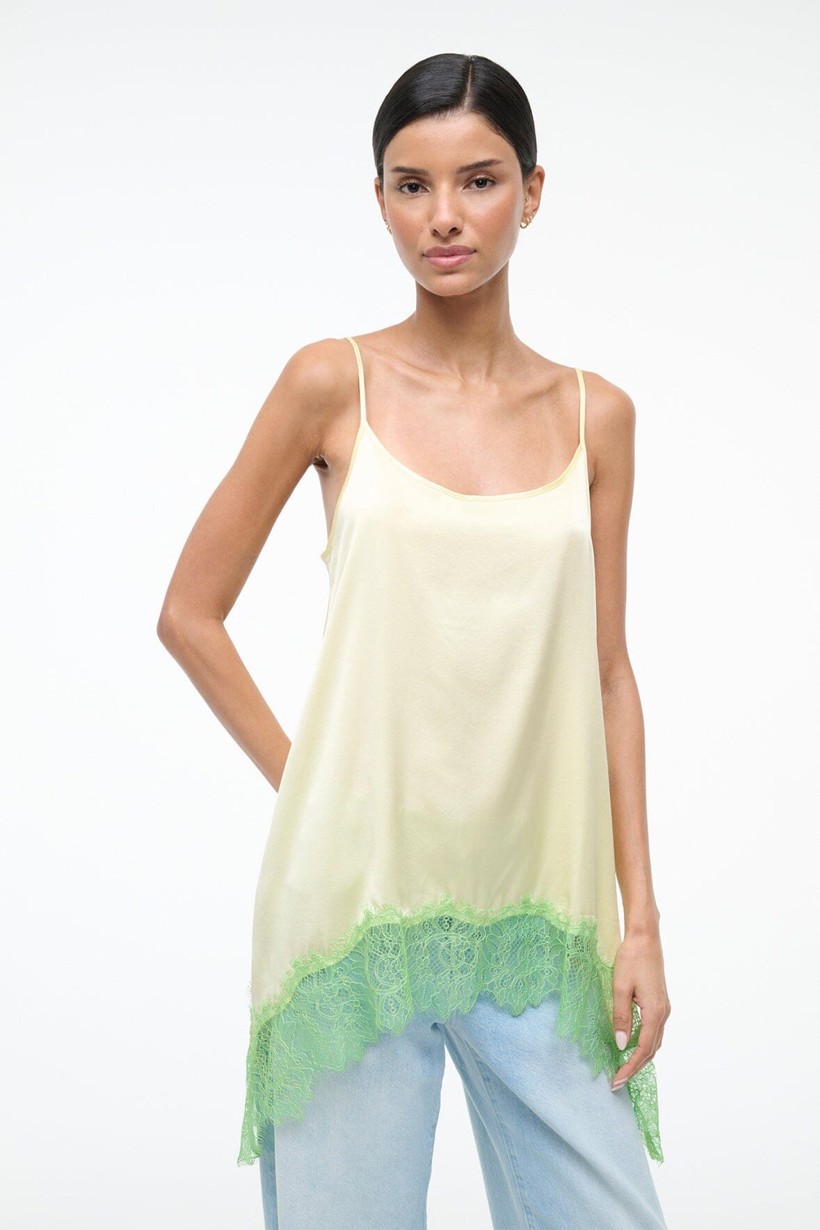STAUD Sale Chloe Silk Cami Key Lime Sprout