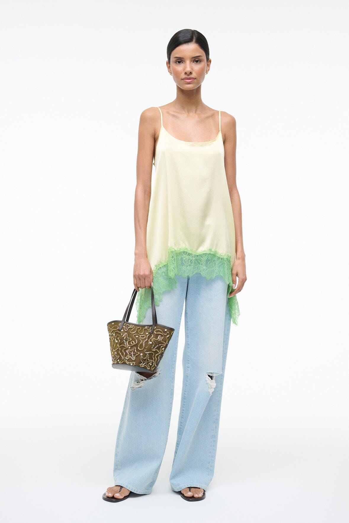 STAUD Sale Chloe Silk Cami Key Lime Sprout