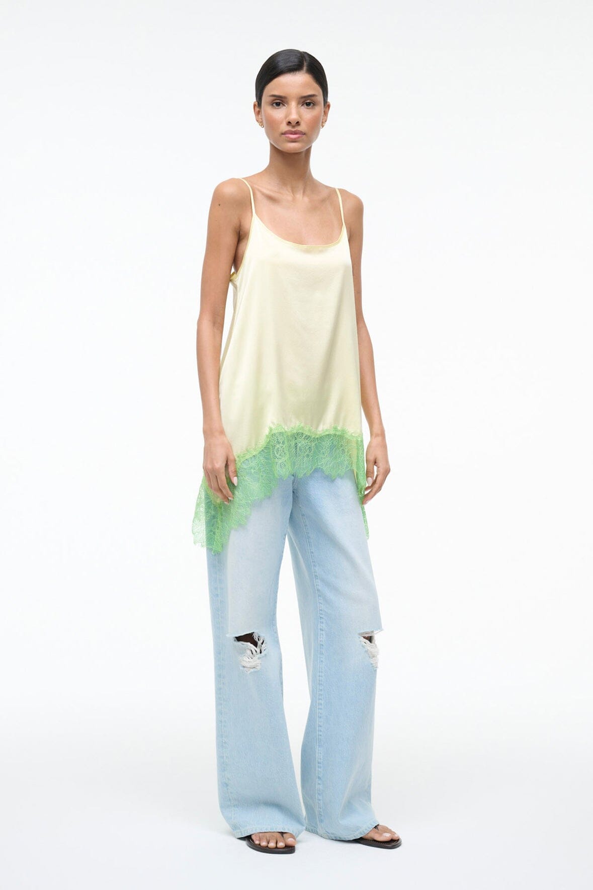 STAUD Sale Chloe Silk Cami Key Lime Sprout