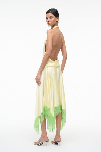 STAUD Sale Elira Silk Dress Key Lime Sprout