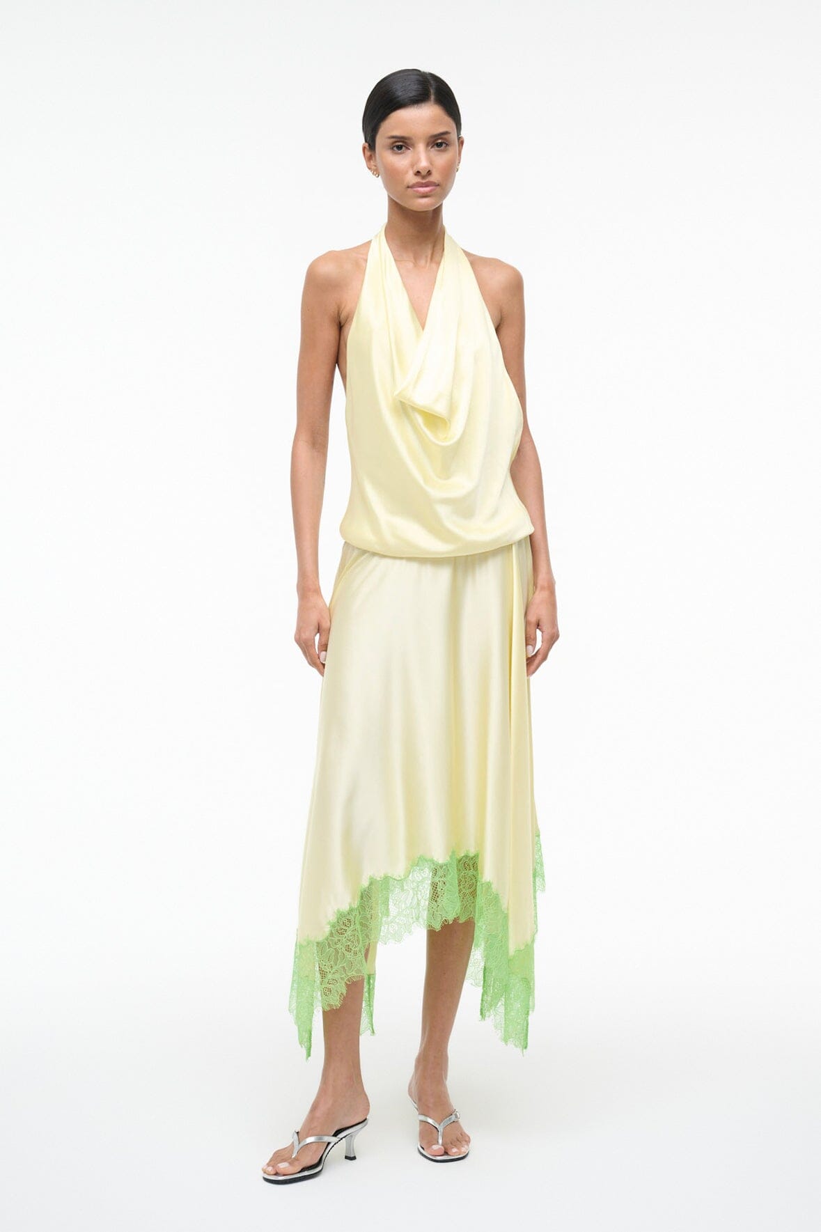 STAUD Sale Elira Silk Dress Key Lime Sprout