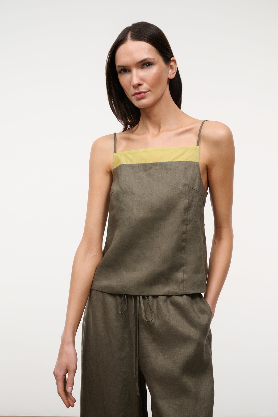 STAUD Sale Maisie Linen Top Palo Verde