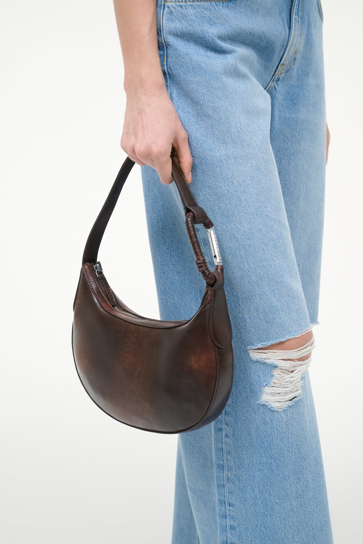 STAUD Sale Alden Shoulder Bag Espresso Distressed
