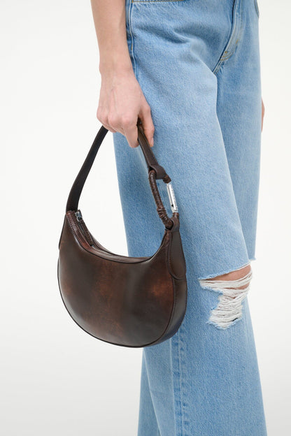 STAUD Sale Alden Shoulder Bag Espresso Distressed