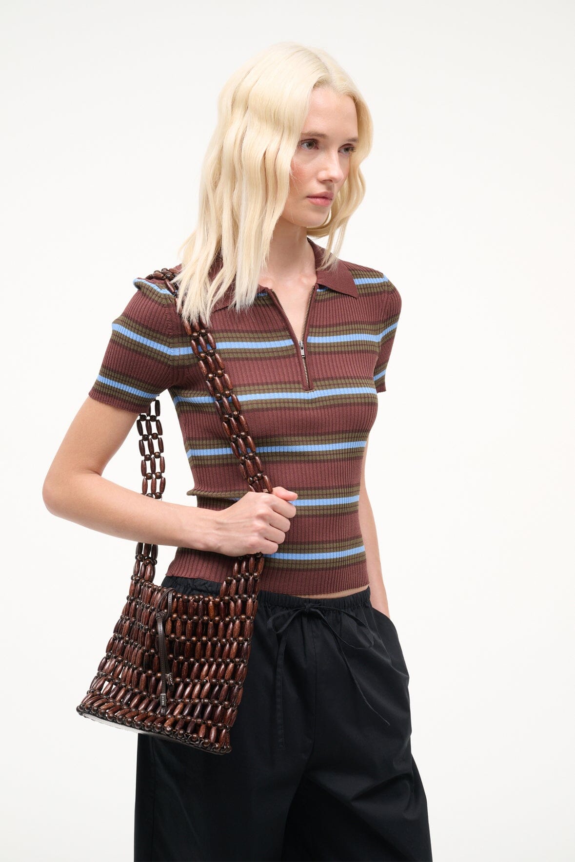 STAUD Sale Coronado Bag Wood Beads