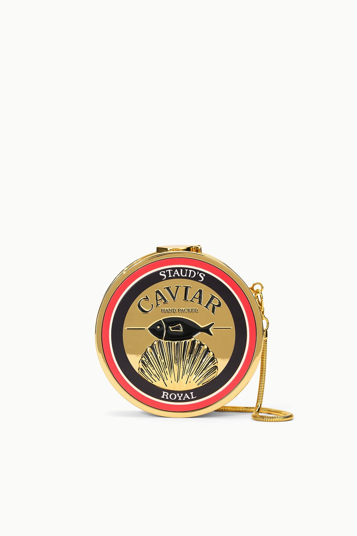 STAUD Sale Gold Caviar Tin Clutch With Chain Strap - Staud
