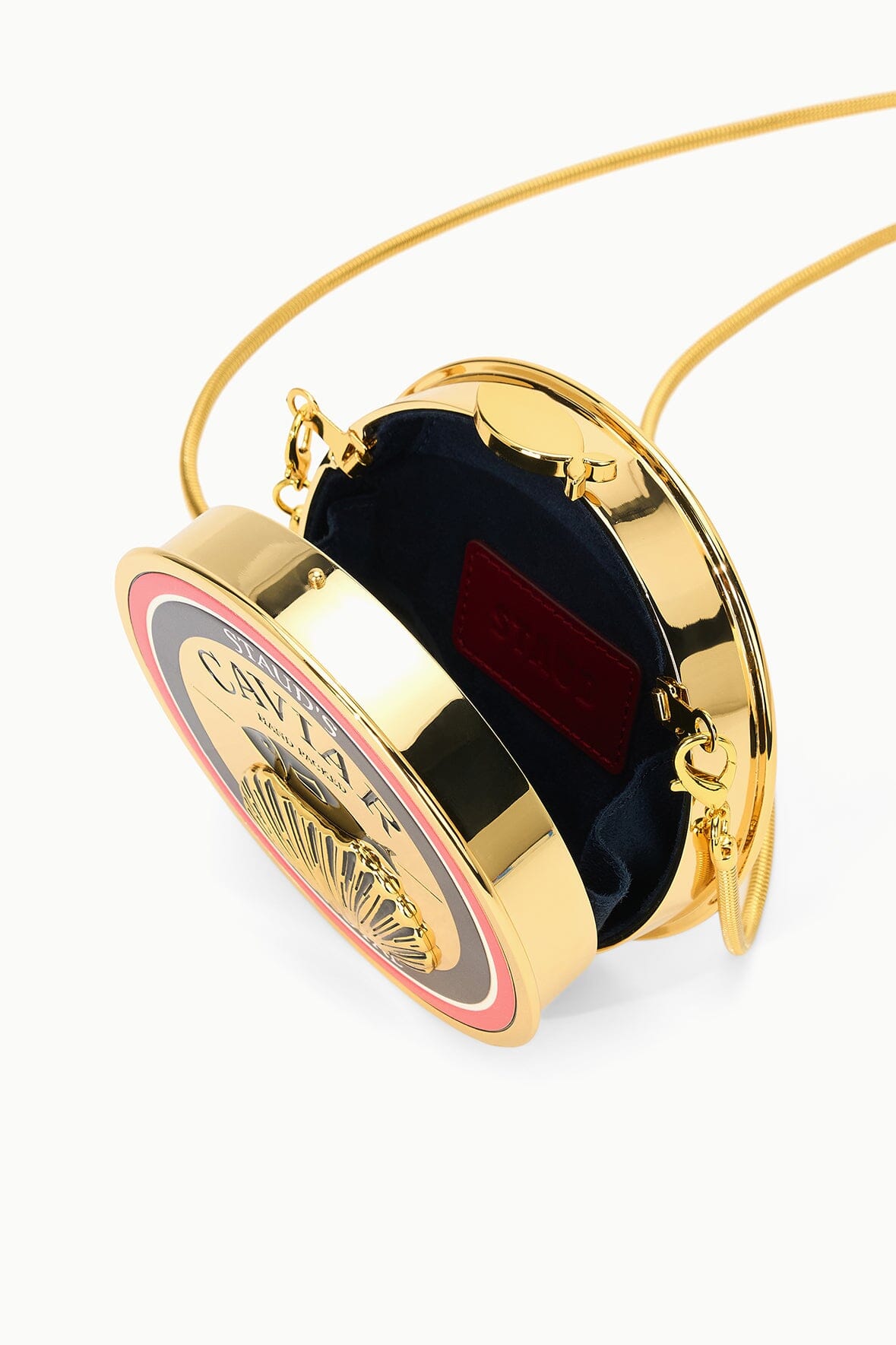 STAUD Sale Gold Caviar Tin Clutch With Chain Strap - Staud