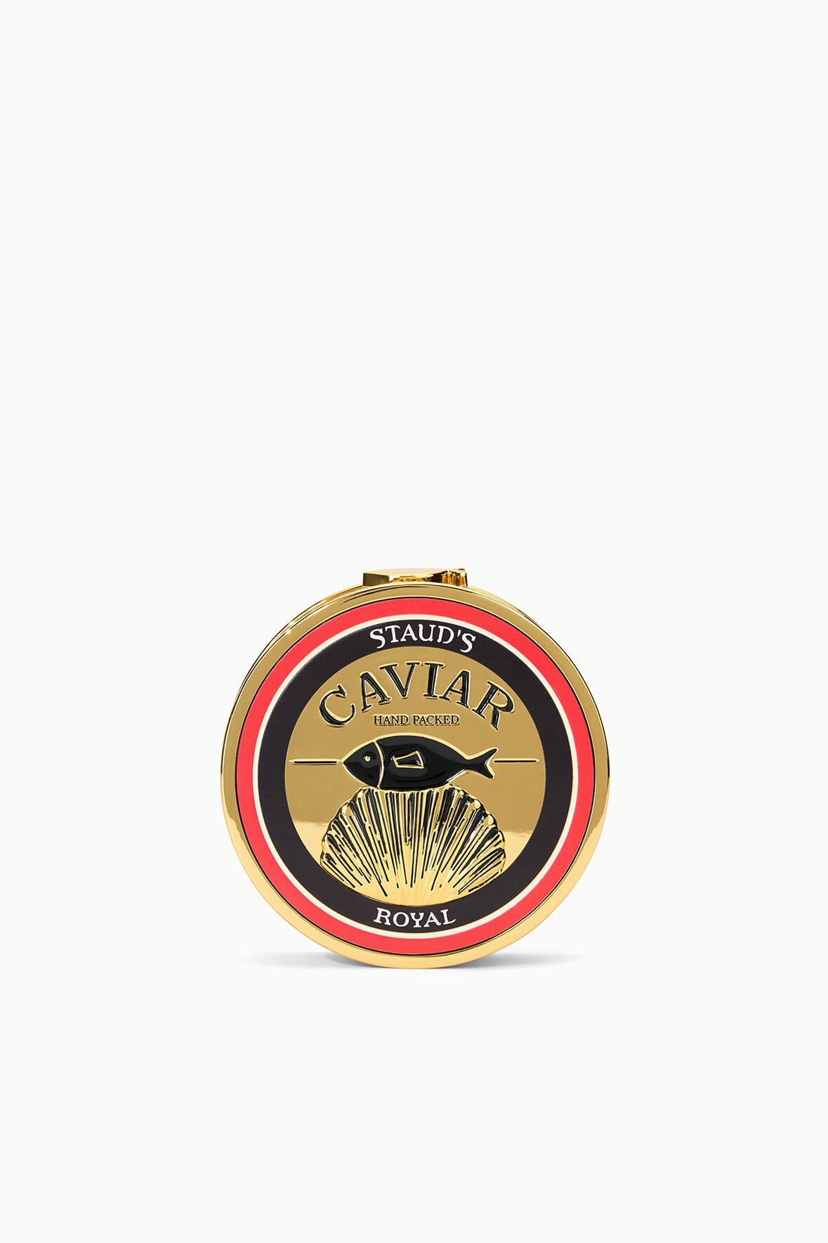 STAUD Sale Gold Caviar Tin Clutch With Chain Strap - Staud
