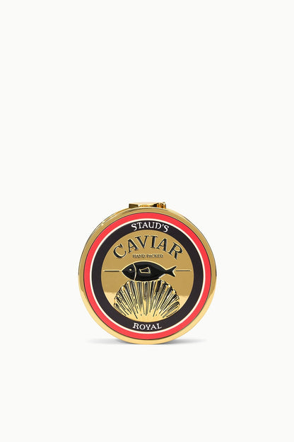 STAUD Sale Gold Caviar Tin Clutch With Chain Strap - Staud
