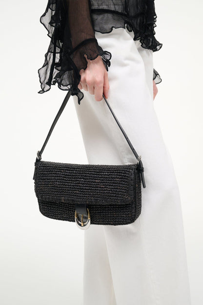 STAUD Sale Harlow Raffia Bag Black