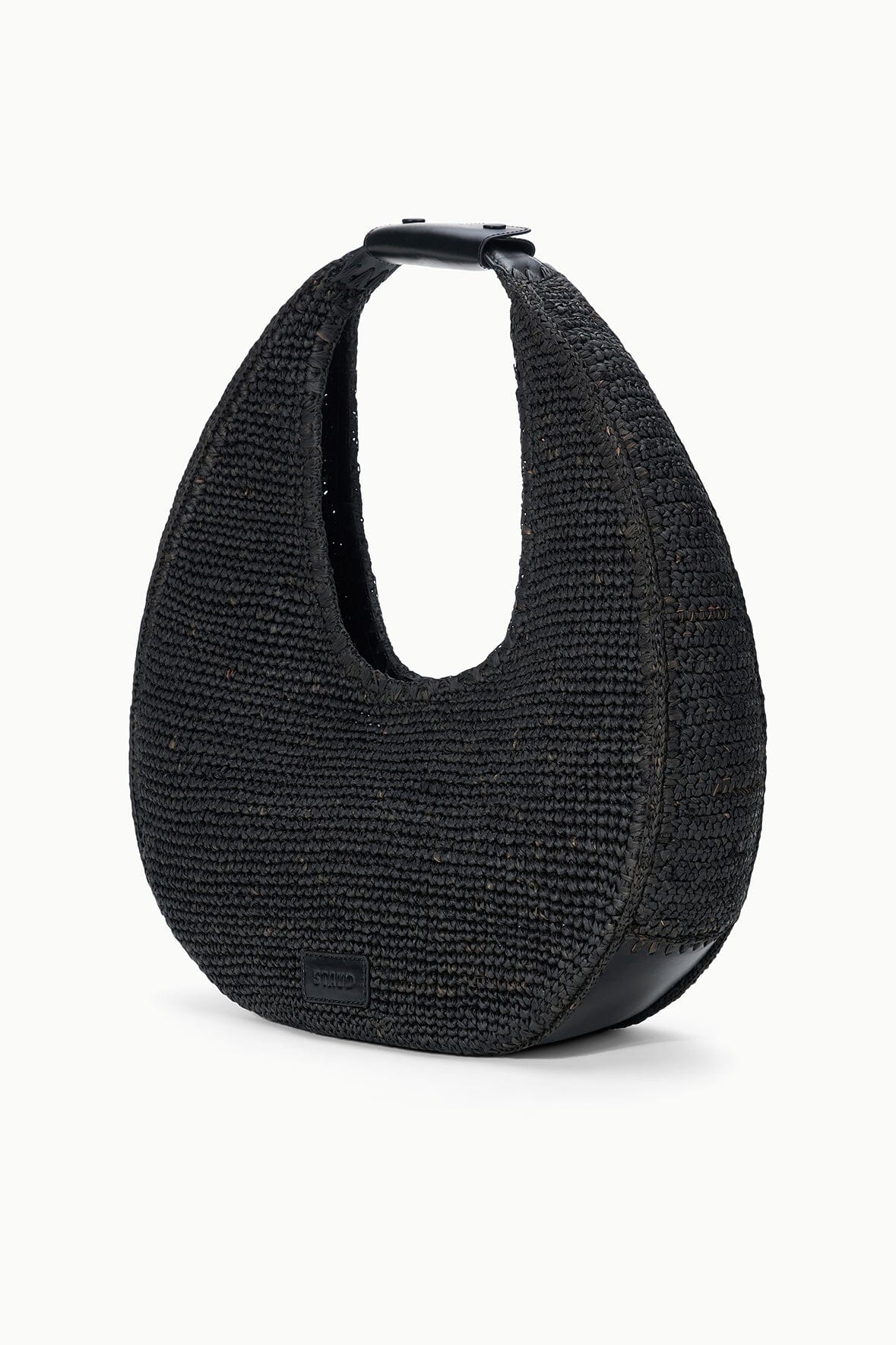 STAUD Sale Large Raffia Moon Tote Bag Black