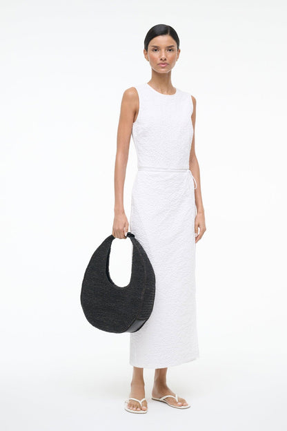 STAUD Sale Large Raffia Moon Tote Bag Black