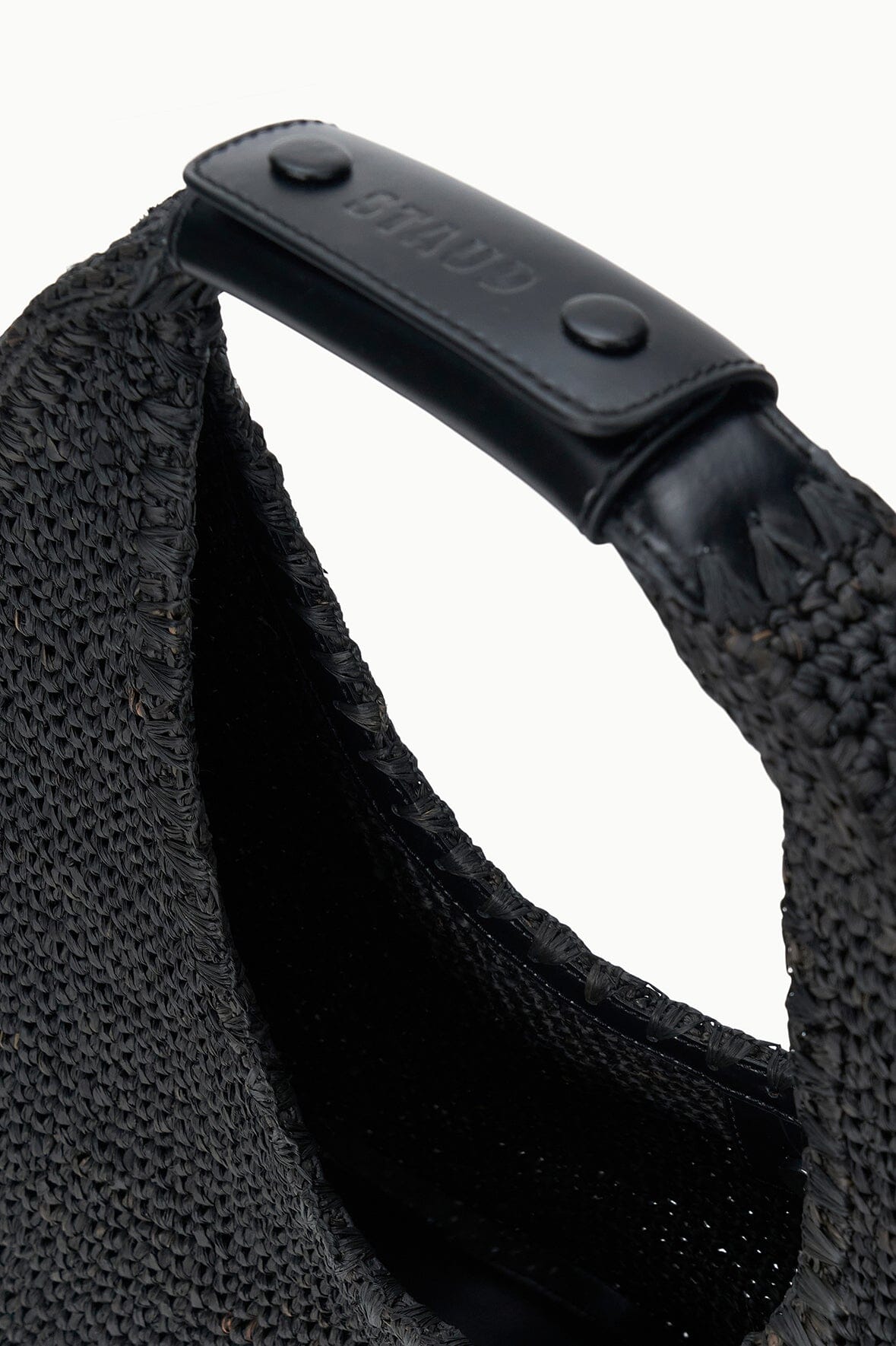 STAUD Sale Large Raffia Moon Tote Bag Black