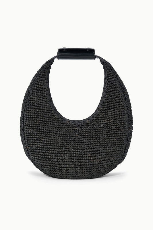 STAUD Sale Moon Raffia Tote Bag Black