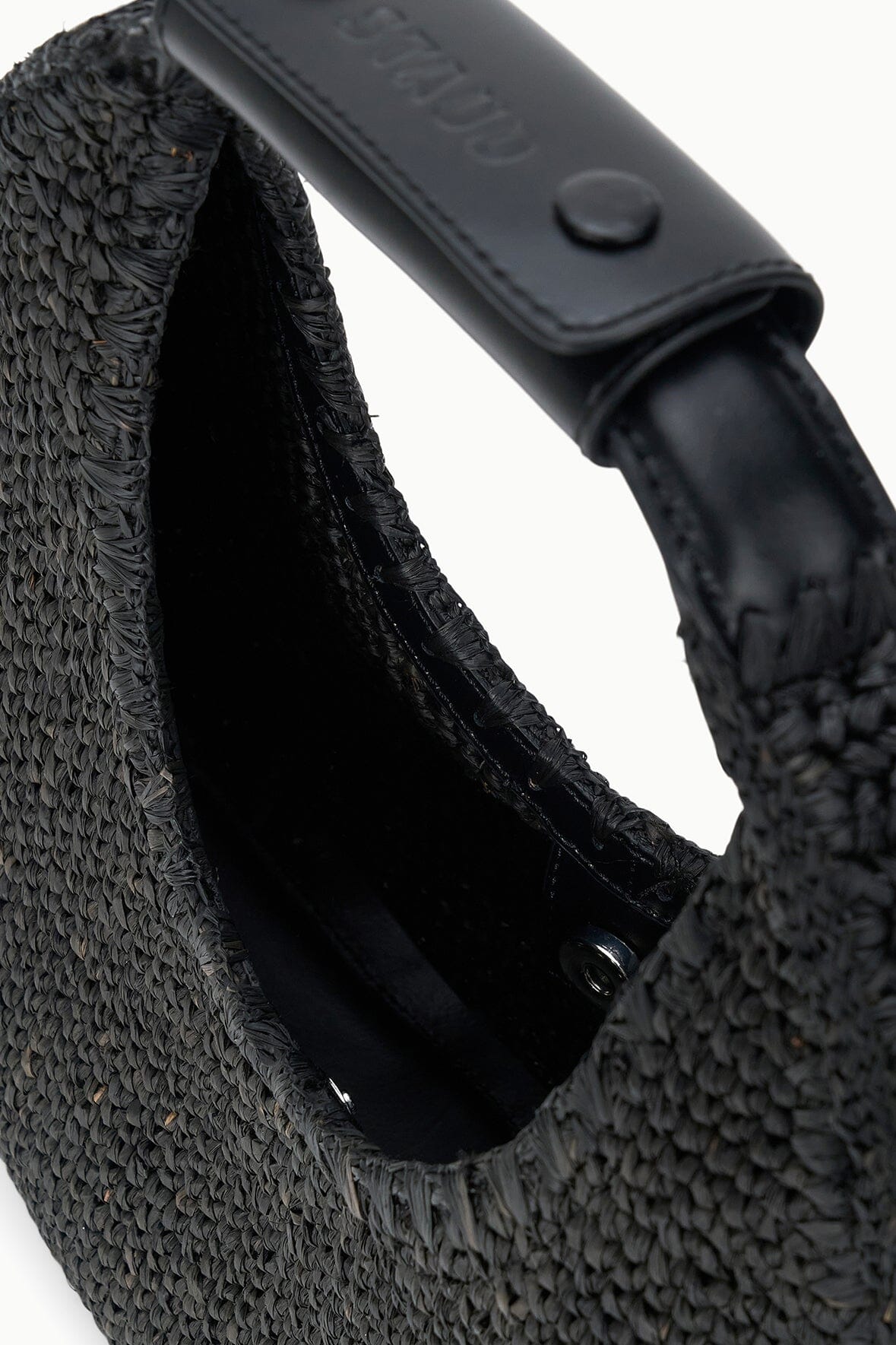 STAUD Sale Moon Raffia Tote Bag Black