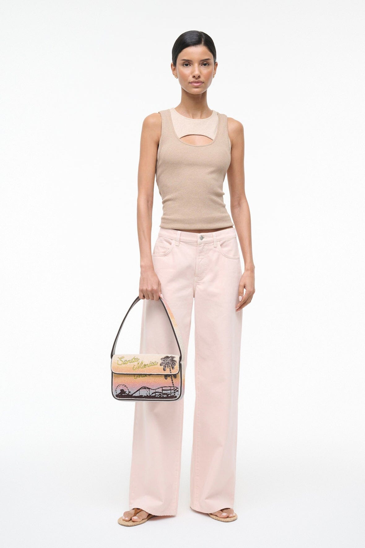 STAUD Sale Tommy Beaded Bag Santa Monica Sunset