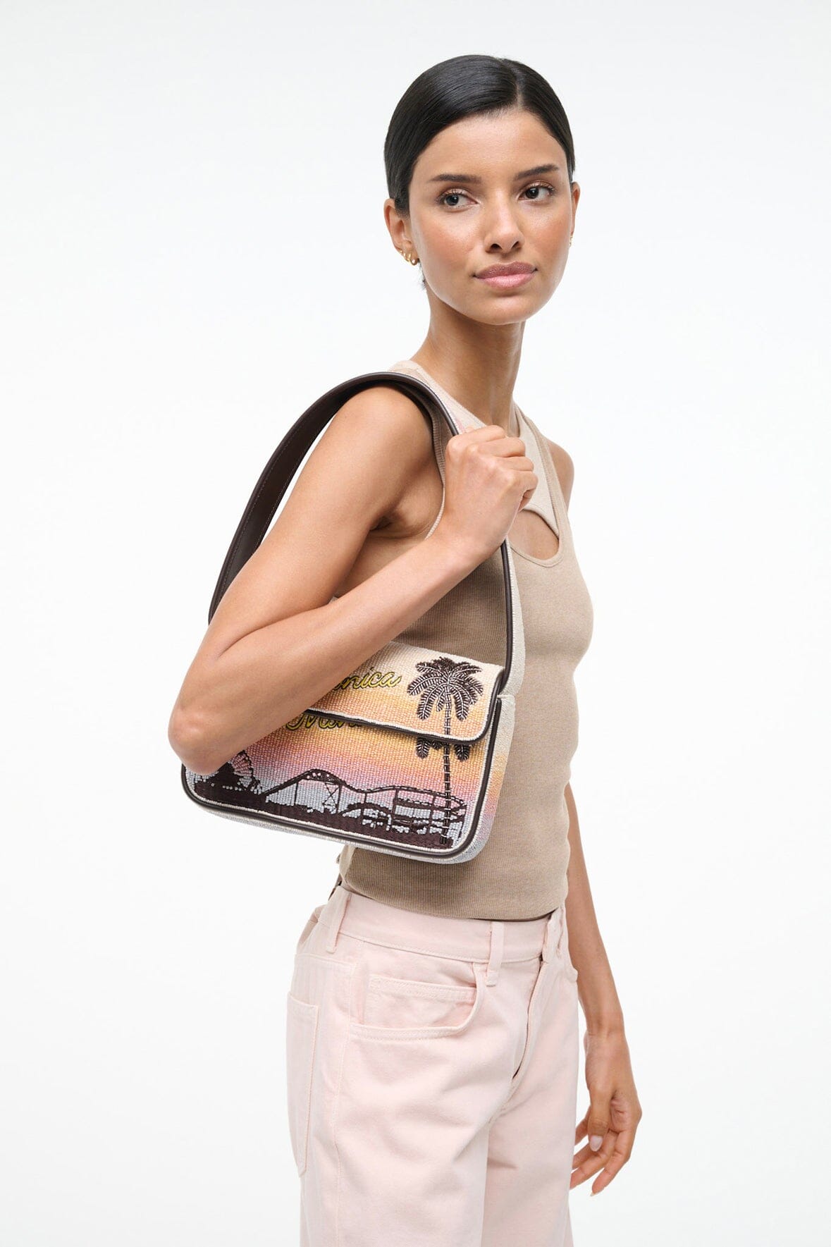 STAUD Sale Tommy Beaded Bag Santa Monica Sunset