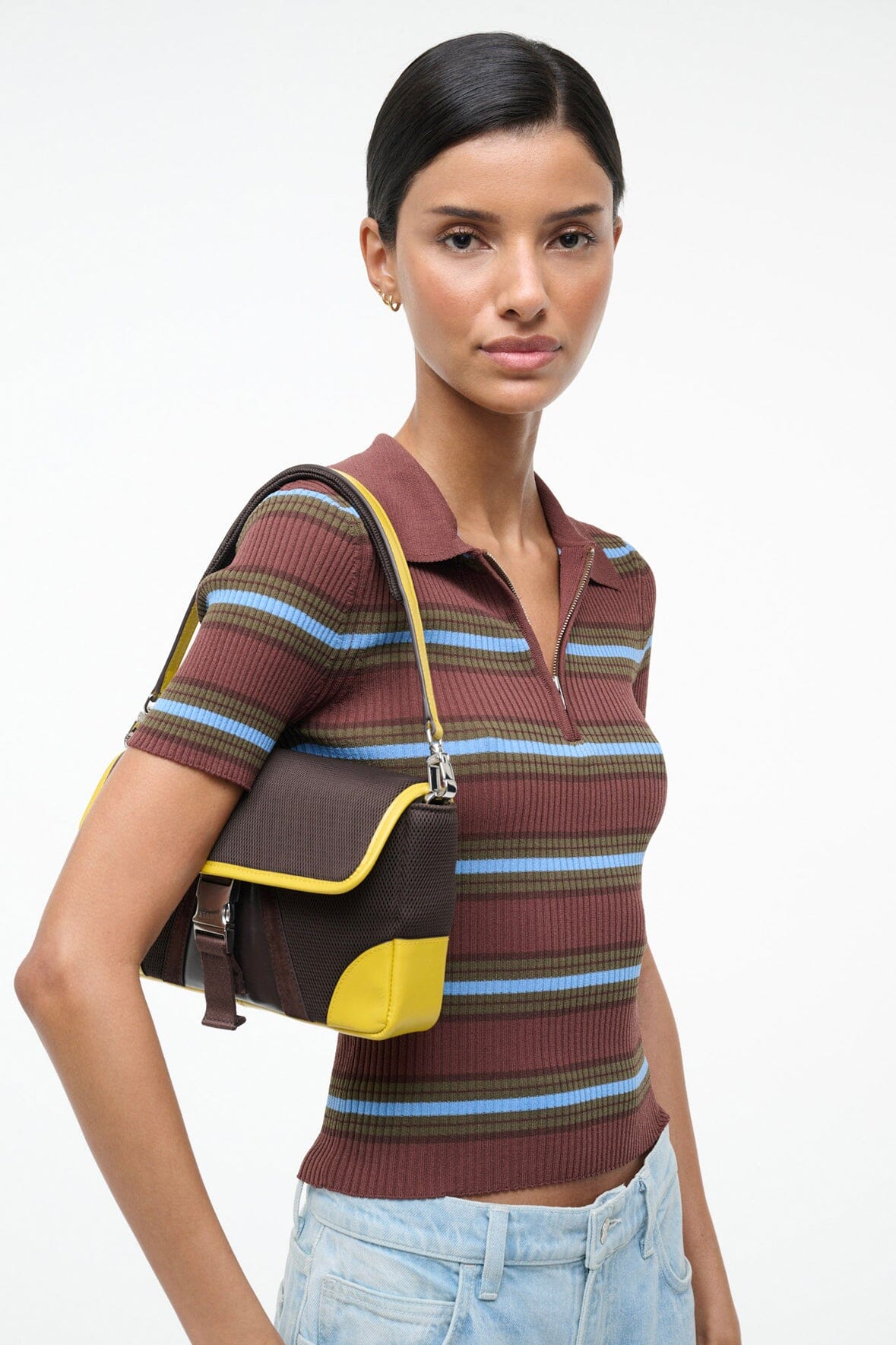 STAUD Sale Tony Shoulder Bag Espresso Lemon