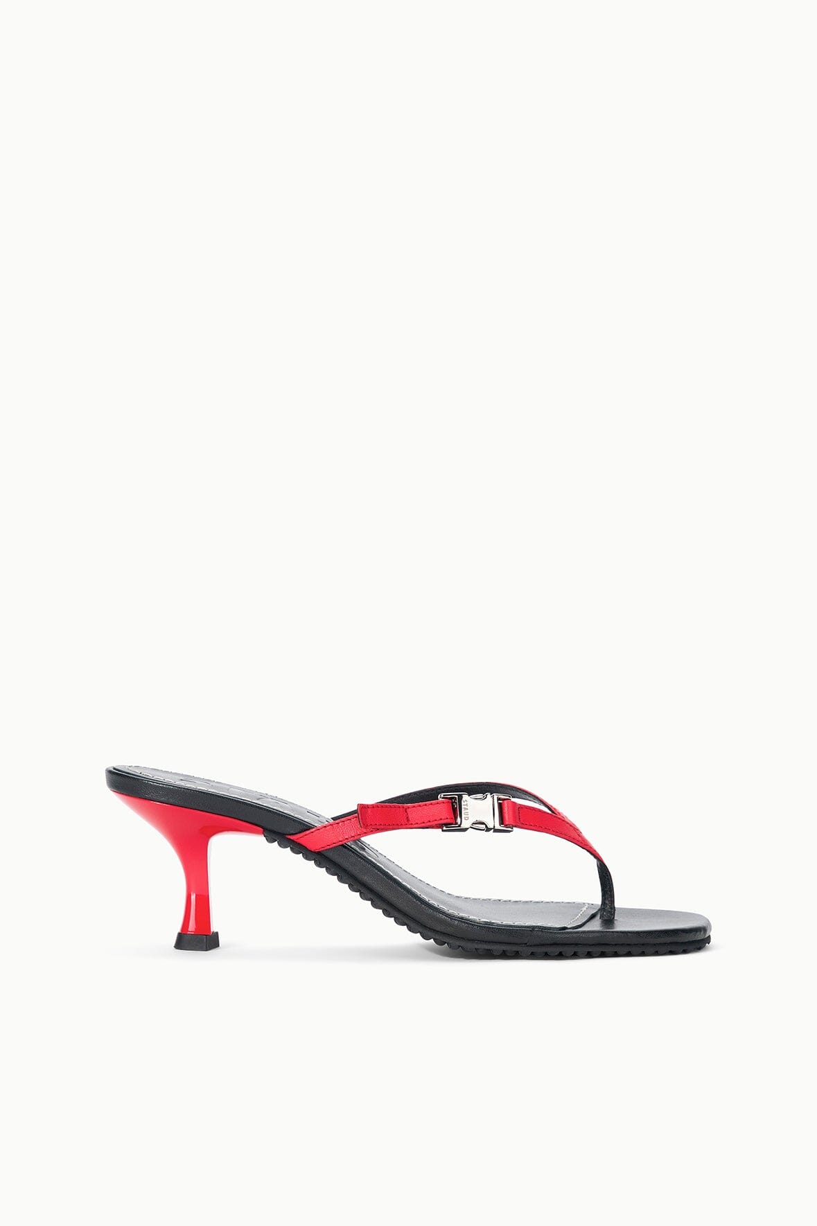 STAUD Sale Flynn Kitten Heel Black Red Rose