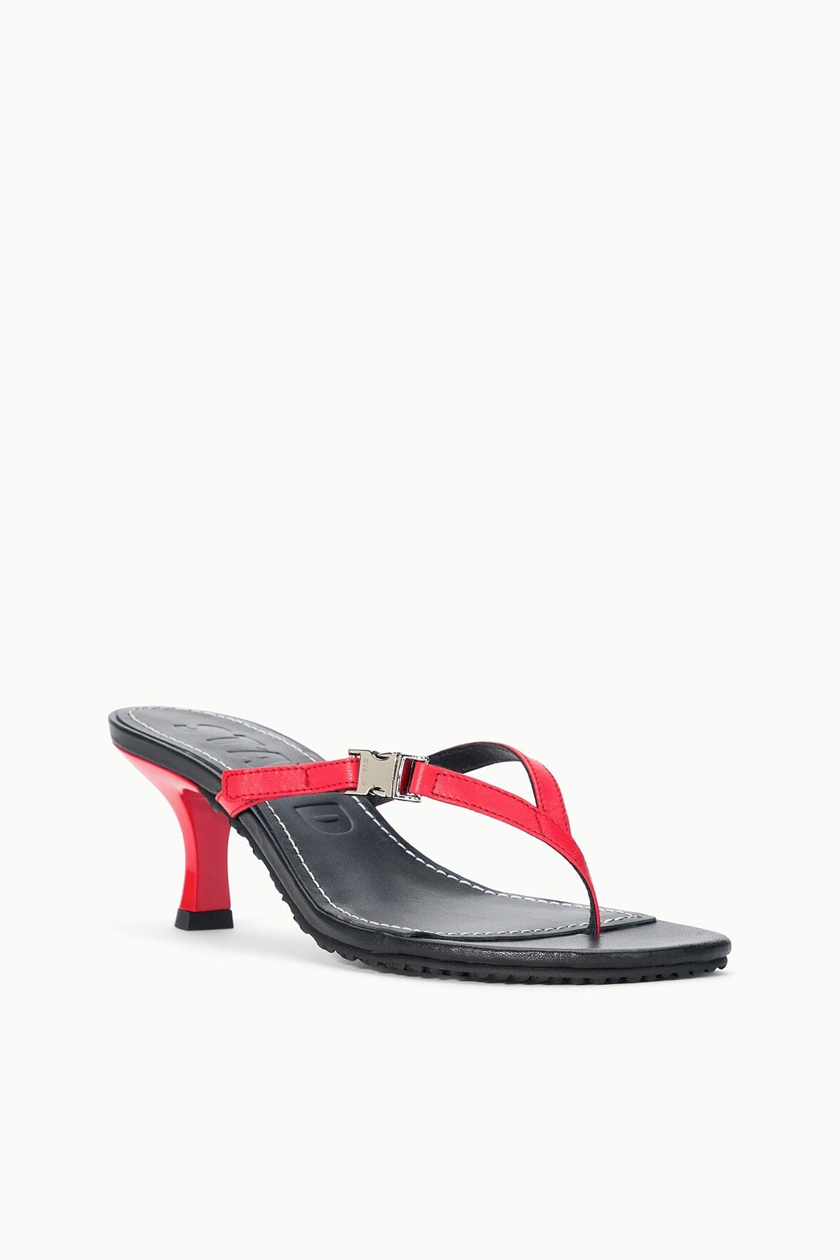 STAUD Sale Flynn Kitten Heel Black Red Rose