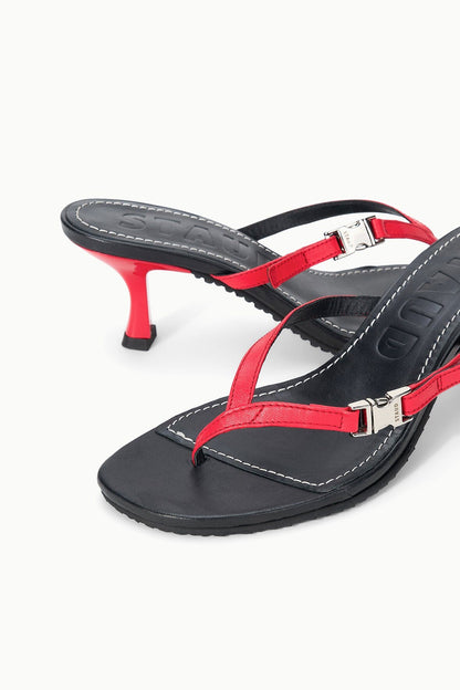 STAUD Sale Flynn Kitten Heel Black Red Rose