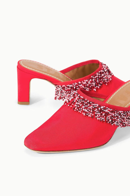 STAUD Sale Joanna Kitten Heel Mule Red Rose