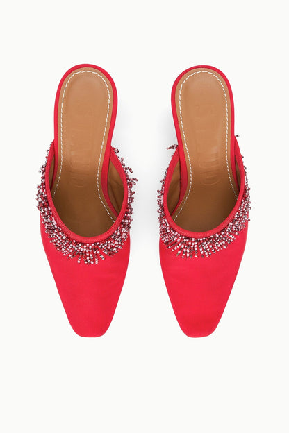 STAUD Sale Joanna Kitten Heel Mule Red Rose