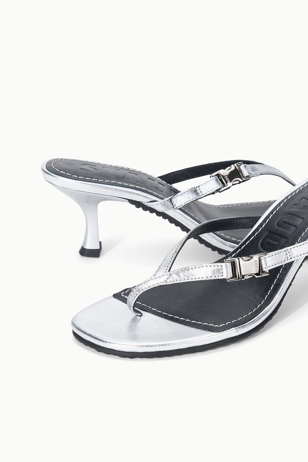 STAUD Sale Flynn Kitten Heel Silver