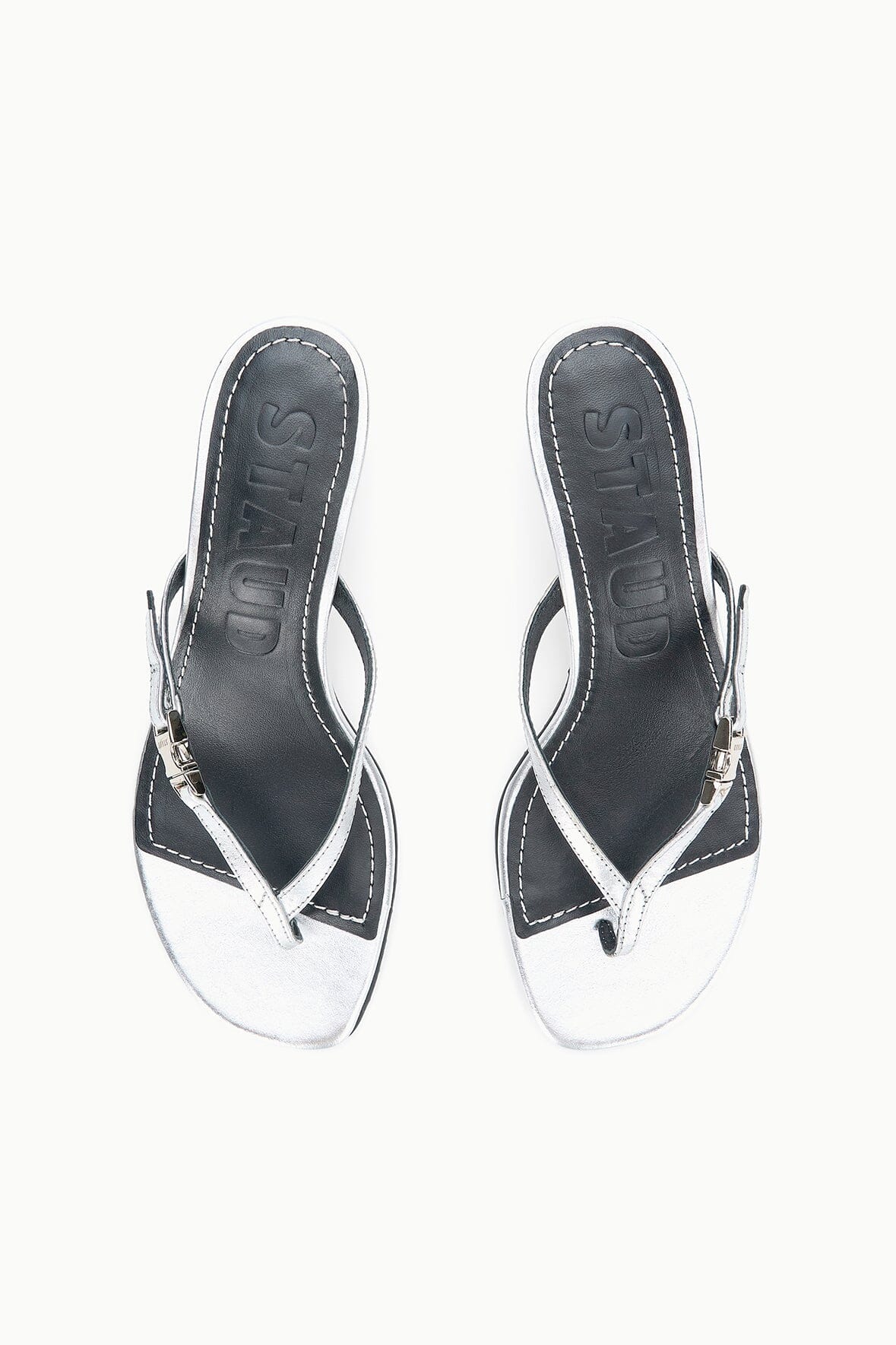 STAUD Sale Flynn Kitten Heel Silver