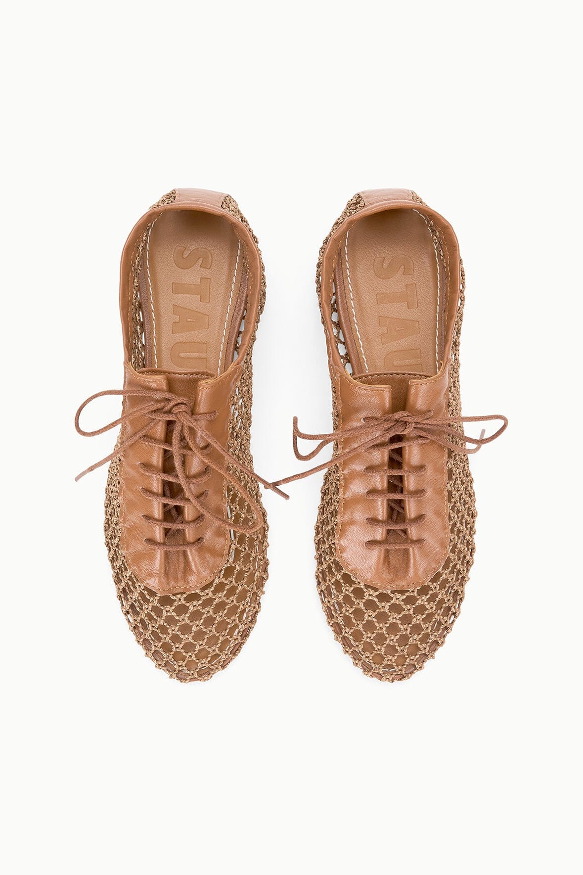 STAUD Sale Kit Lace Up Flat Tan