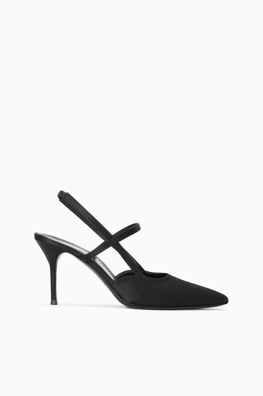 STAUD Sale Sebastian High Heel Slingback Black Satin