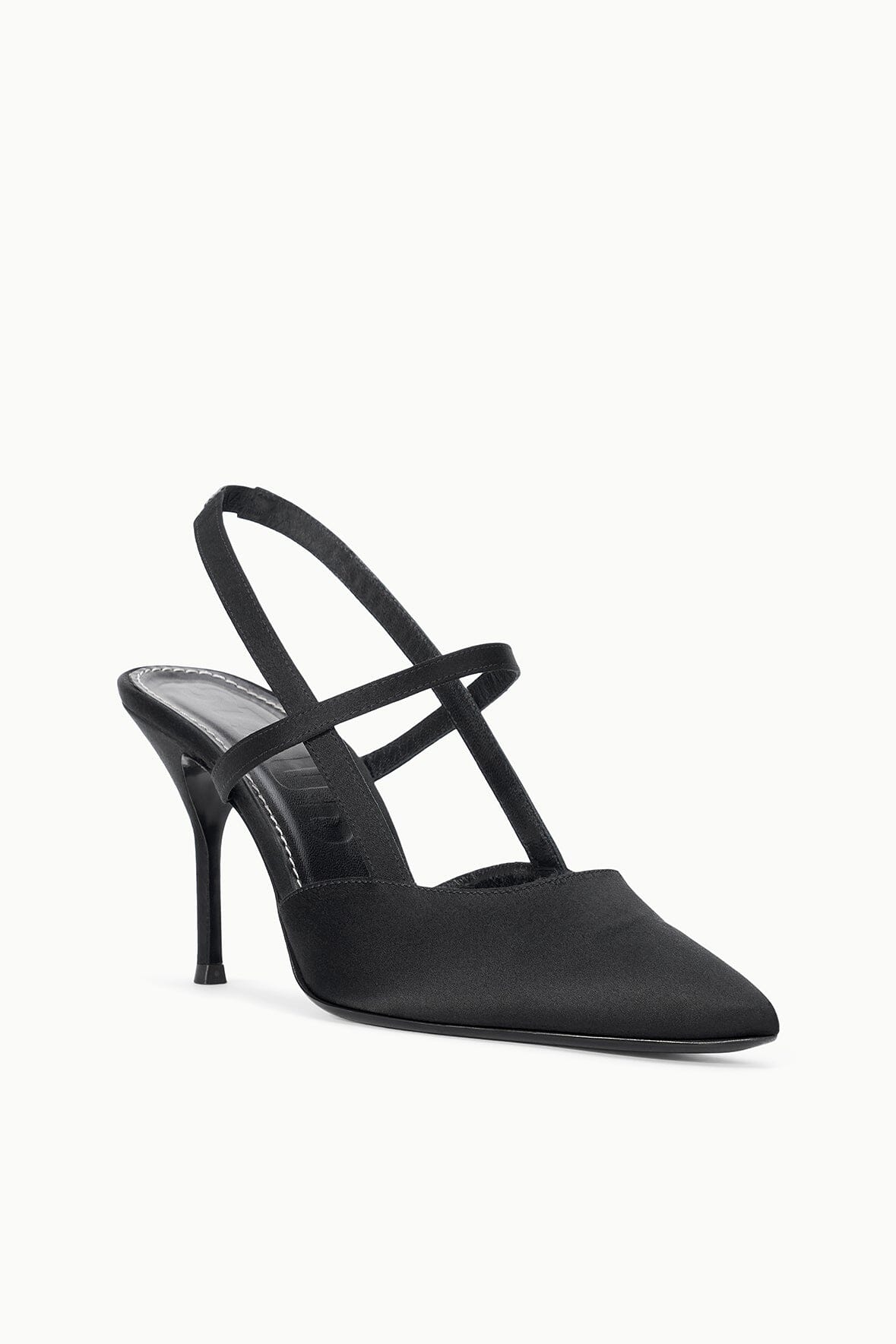 STAUD Sale Sebastian High Heel Slingback Black Satin
