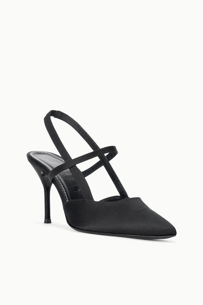 STAUD Sale Sebastian High Heel Slingback Black Satin