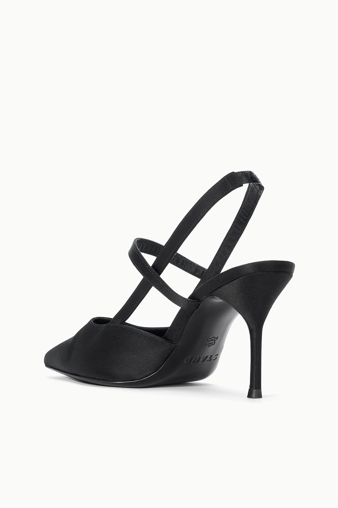 STAUD Sale Sebastian High Heel Slingback Black Satin