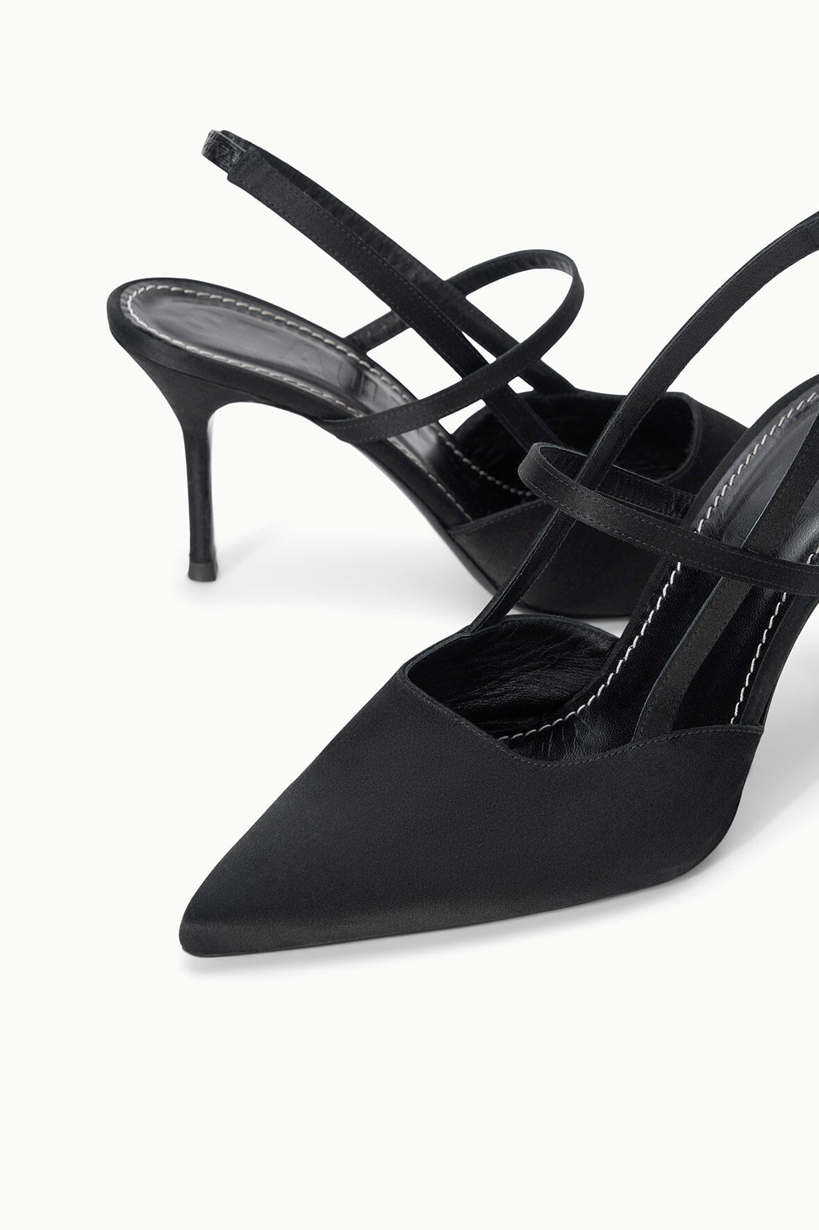 STAUD Sale Sebastian High Heel Slingback Black Satin
