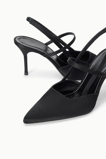 STAUD Sale Sebastian High Heel Slingback Black Satin