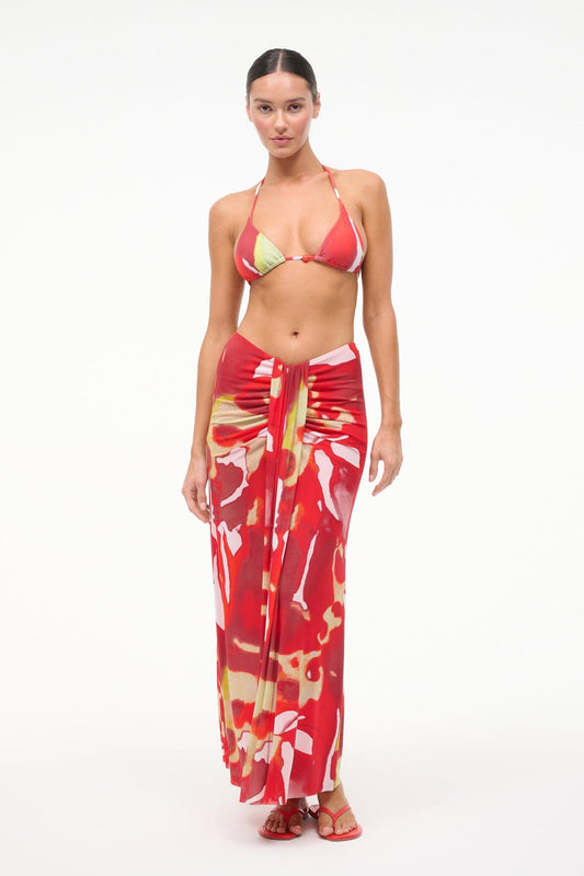 STAUD Sale Soraya Mesh Skirt Red Zone