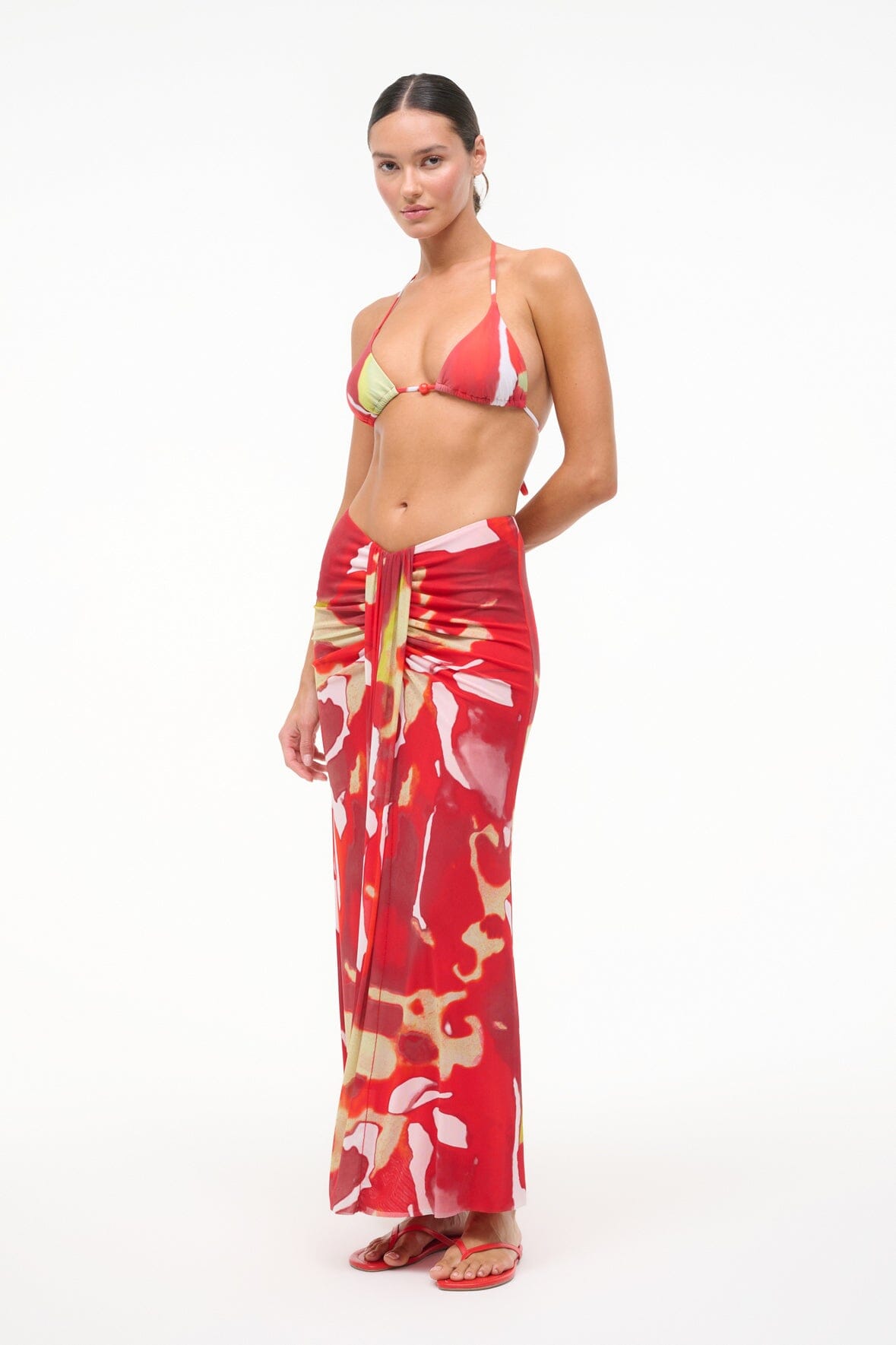 STAUD Sale Soraya Mesh Skirt Red Zone