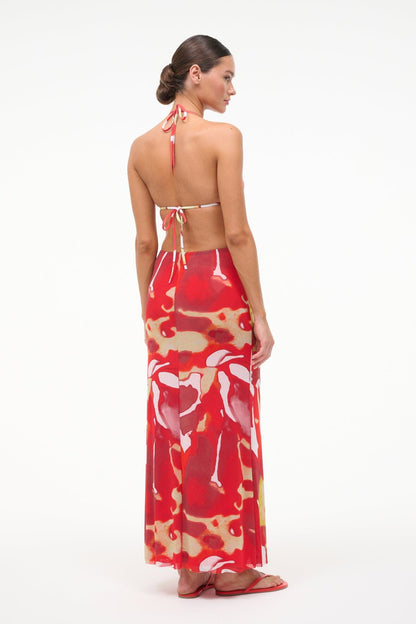 STAUD Sale Soraya Mesh Skirt Red Zone