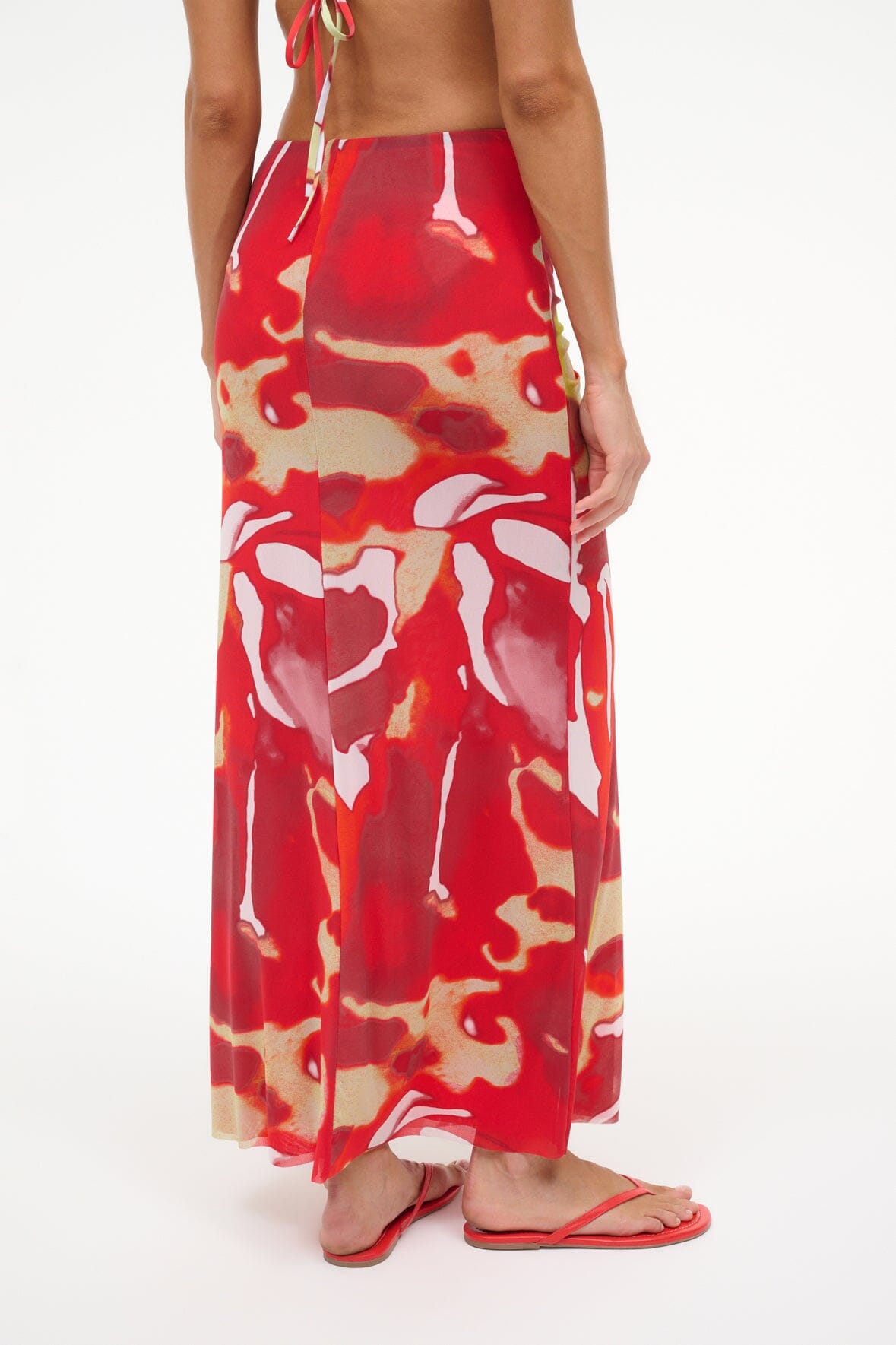 STAUD Sale Soraya Mesh Skirt Red Zone