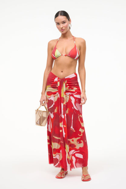 STAUD Sale Soraya Mesh Skirt Red Zone