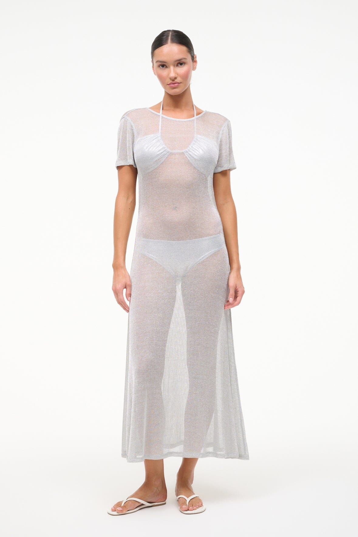 STAUD Sale Zinc Dress Silver