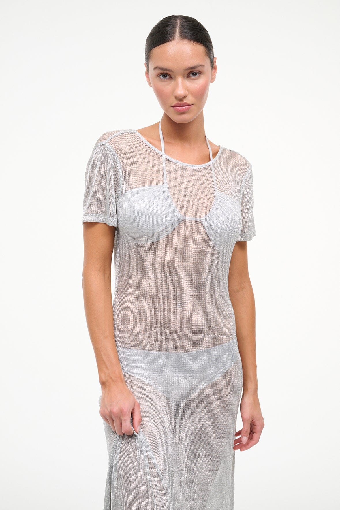 STAUD Sale Zinc Dress Silver