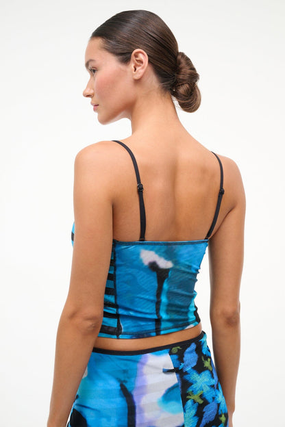 STAUD Sale Cleo Mesh Tankini Top Blue Haze Multi
